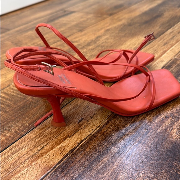 Women's Orange Coral Strappy Heels sandals 7 fluxx - Picture 8 of 10